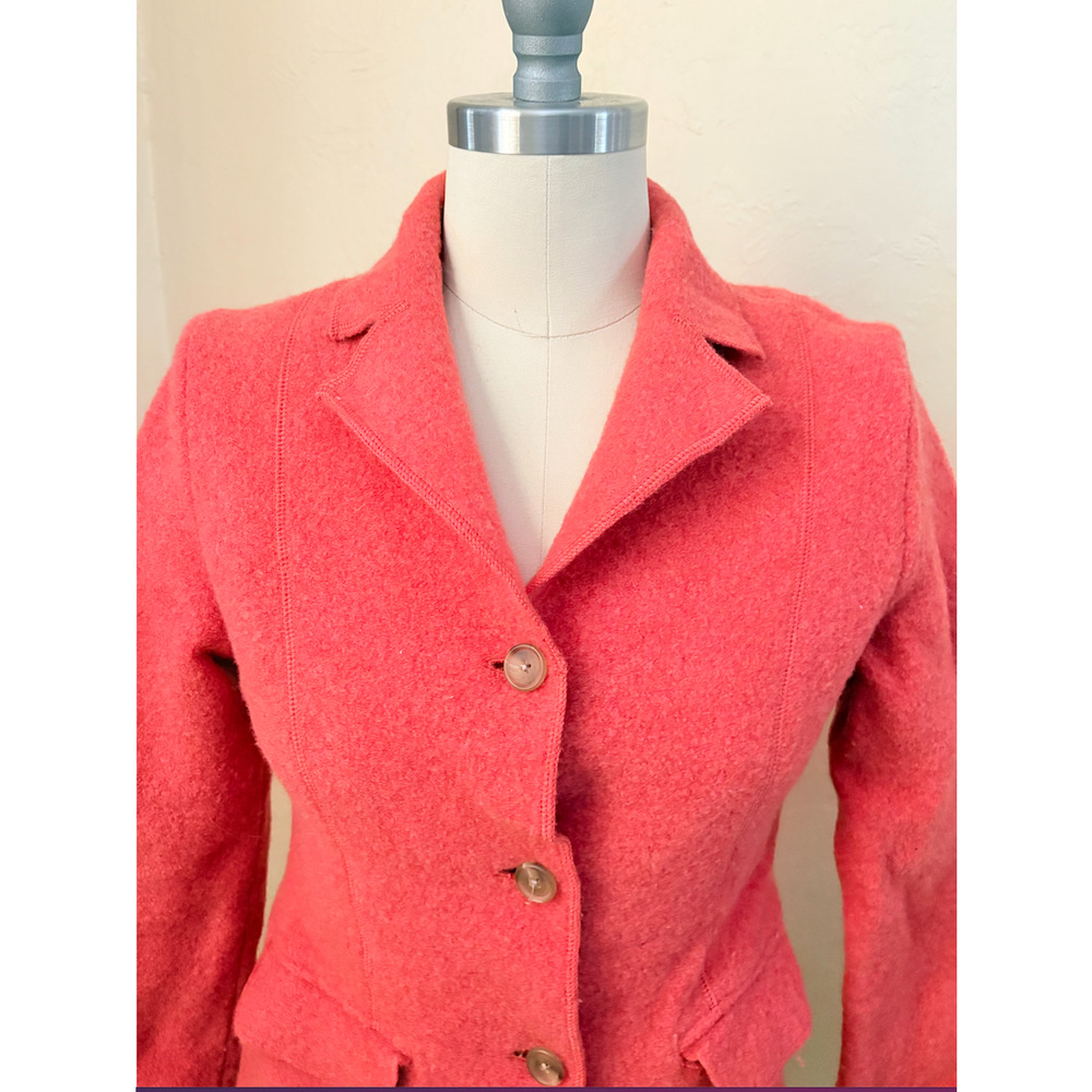Lands' End 100% Wool Blazer Jacket Coral Pink Petite 4P Tailored - Picture 3 of 11